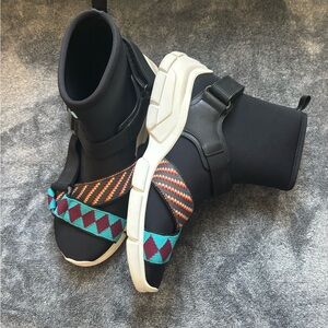 Prada Black and Multicolor Ankle Boots